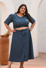 Plus Size Blue Top and Skirt Co-ord Set