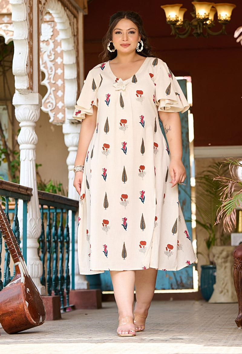 Plus Size Chic Off White Flex Cotton Dress –