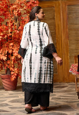 Plus Size Black Tie dye Pakistani Kurta Palazzo Set