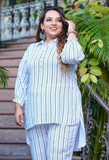 Plus Size Striped Rayon Co-ord Set