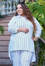 Plus Size Striped Rayon Co-ord Set