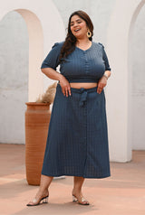Plus Size Blue Top and Skirt Co-ord Set