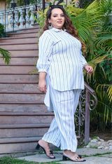 Plus Size Striped Rayon Co-ord Set