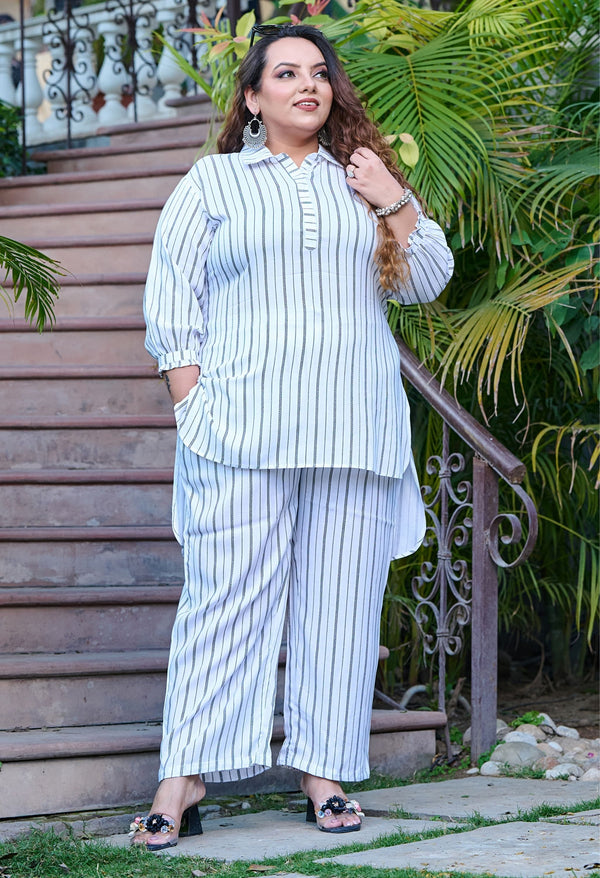 Plus Size Striped Rayon Co-ord Set