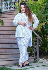 Plus Size Striped Rayon Co-ord Set