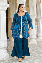 Exclusive Festive Teal Embroidered Jimmy Choo Co-ord Set