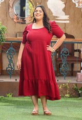 Plus Size Scarlet Square-Neck Midi Dress