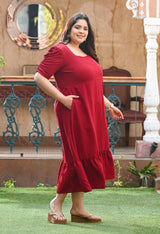 Plus Size Scarlet Square-Neck Midi Dress