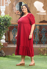 Plus Size Scarlet Square-Neck Midi Dress