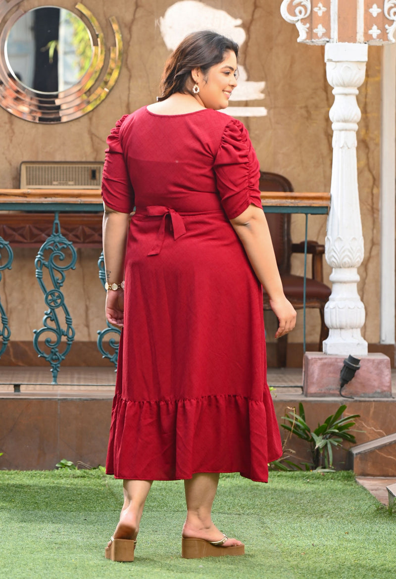 Plus Size Scarlet Square-Neck Midi Dress