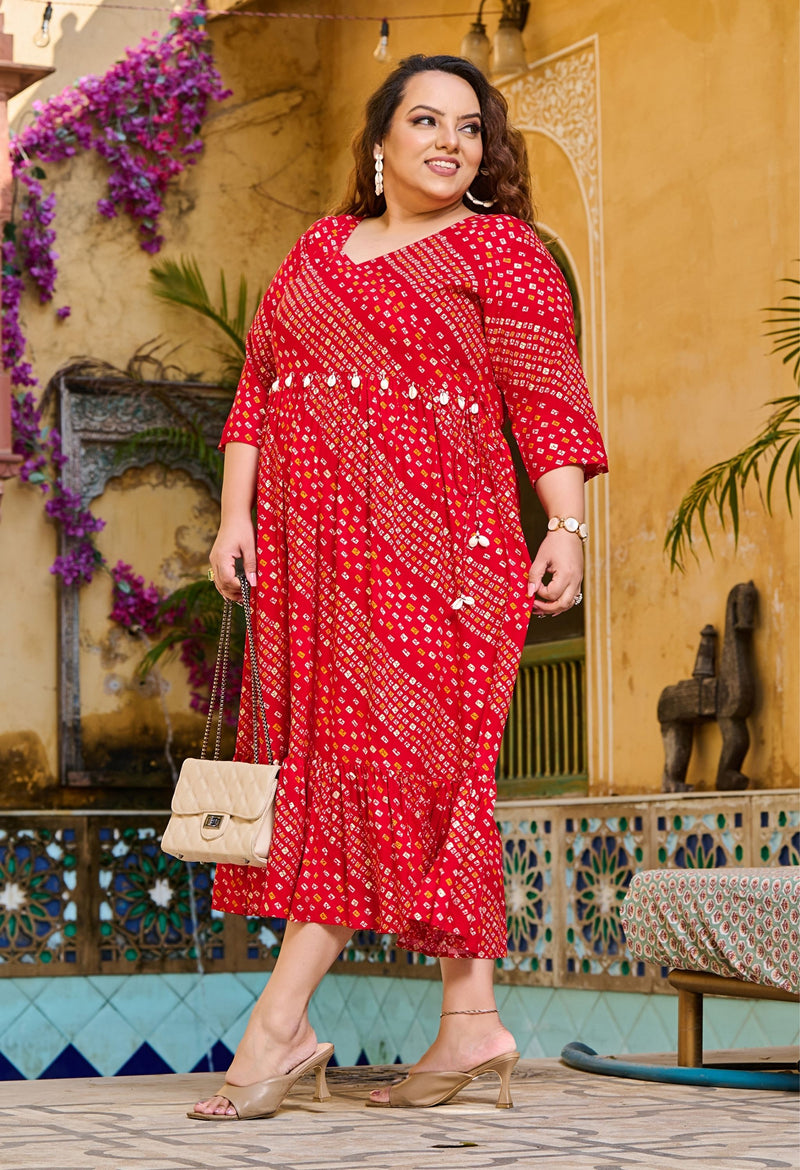 red bandhani dress Red Bandhani Suit Set