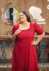 Plus Size Scarlet Square-Neck Midi Dress