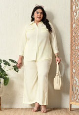 Plus Size Lemon Everyday Shirt Style Linen Co-ord Set