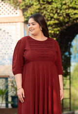 Plus Size Rich Rust Rayon Pintuck Dress