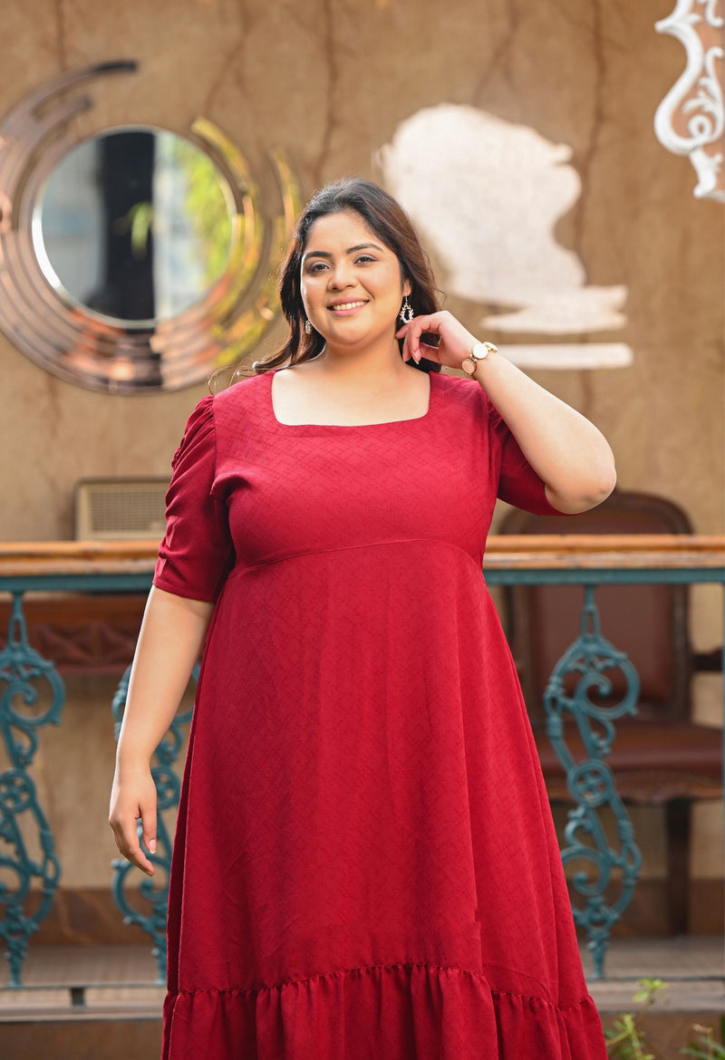 Plus Size Scarlet Square-Neck Midi Dress