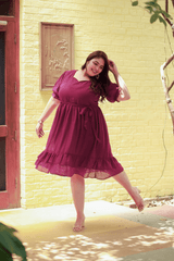 Plus Size Plus Size Glowing Wine Georgette Dress