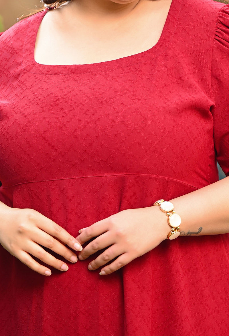 Plus Size Scarlet Square-Neck Midi Dress