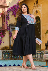 Rustique Black Ethnic Patch Dress