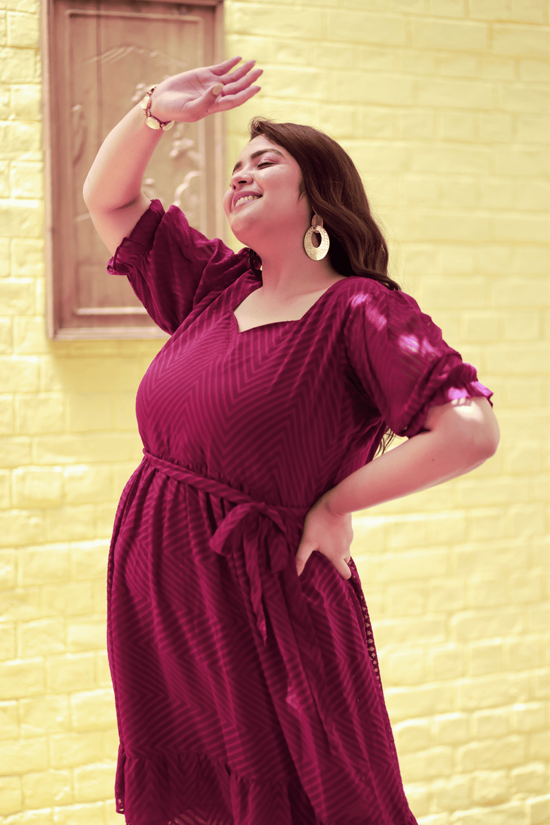 Plus Size Glowing Wine Georgette Dress