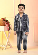 Boys Grey Polka Dot Rayon Night Suit