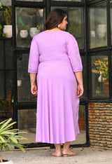 Plus Size Light Lilac Rayon Pintuck Dress