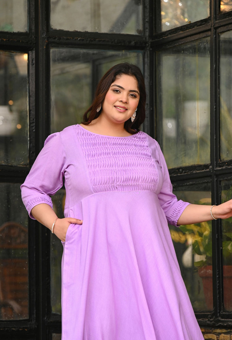 Plus Size Light Lilac Rayon Pintuck Dress DESINOOR.COM Plus Size Light Lilac Rayon Pintuck Dress DESINOOR.COM