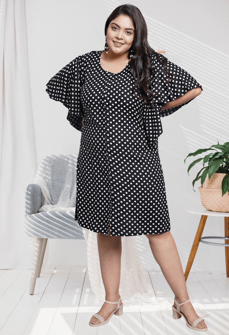 Plus Size Polka Dots A-Line Dress
