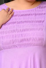 Plus Size Light Lilac Rayon Pintuck Dress