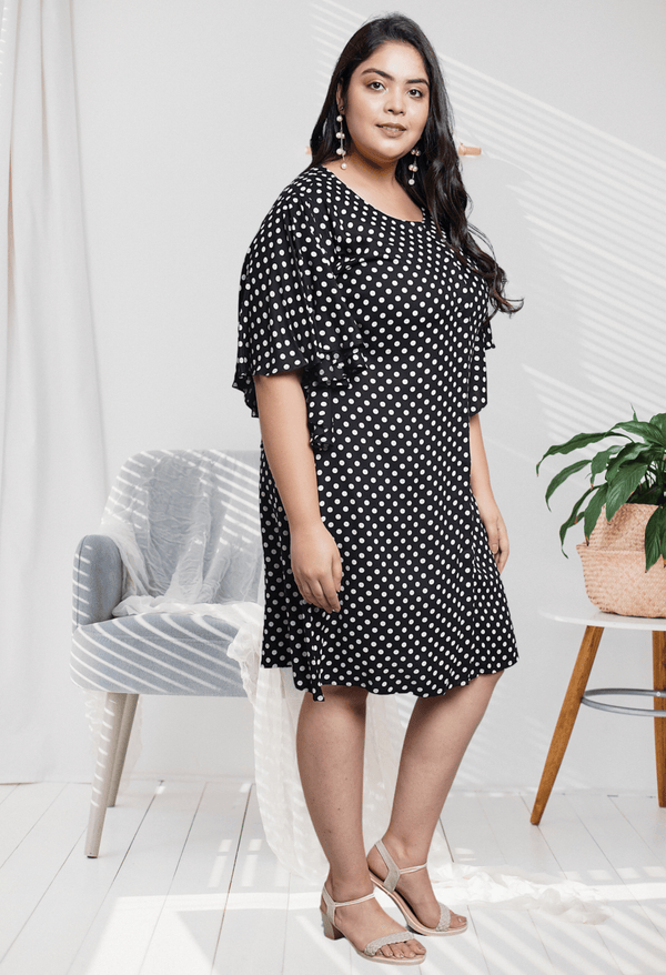 Plus Size Plus Size Polka Dots A-Line Dress
