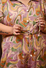 Plus Size Pastel Lavender Abstract Rayon Jumpsuit