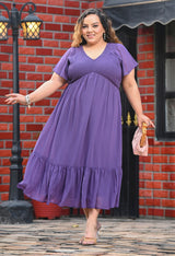 Plus Size Purple Smocked Purple Dress