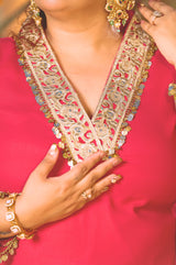 Plus Size Vibrant Rani Pink Suit Ensemble with Dupatta