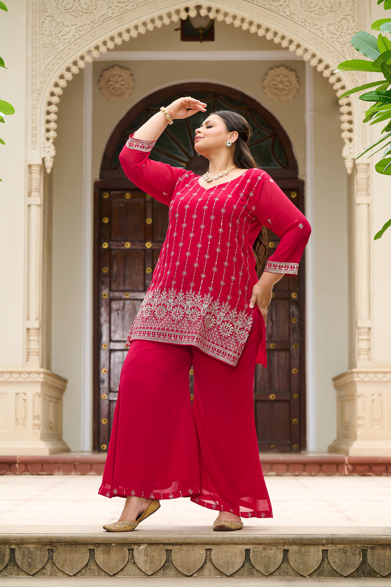 Plus Size Fiza Rani Pink Embroidered Co-ord Set – DESINOOR.COM
