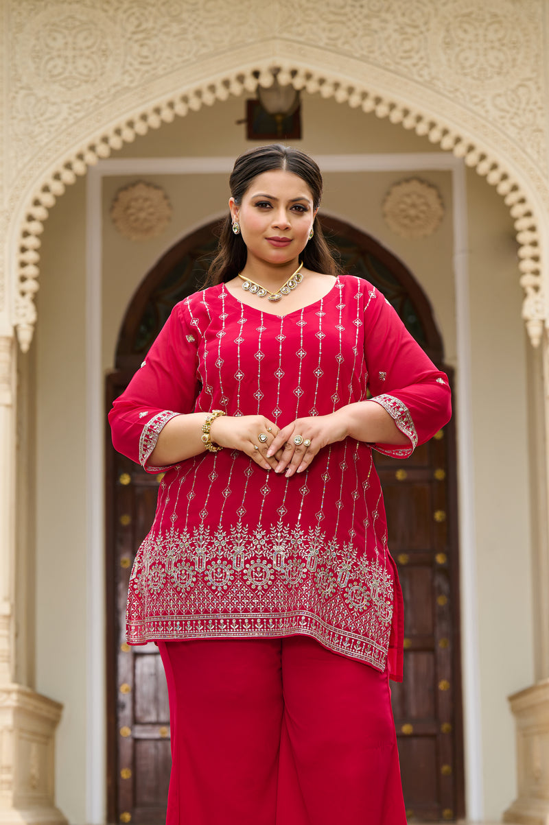 Plus Size Fiza Rani Pink Embroidered Co-ord Set – DESINOOR.COM
