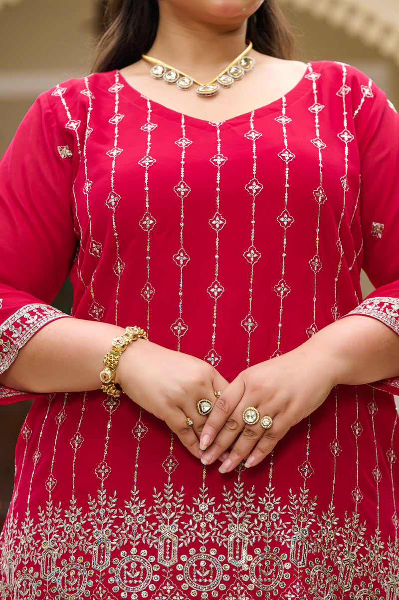 Plus Size Fiza Rani Pink Embroidered Co-ord Set – DESINOOR.COM