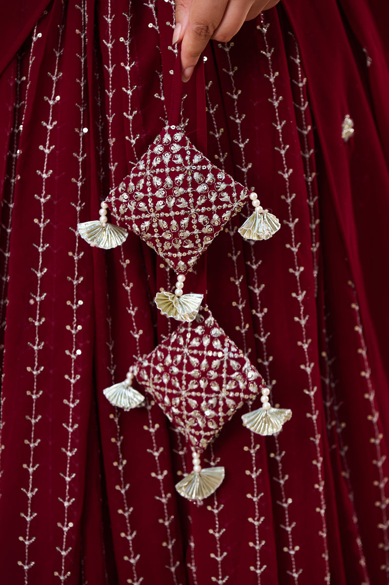 Plus Size Festive Stunner Maroon Majesty Embroidered Lehenga Choli with Dupatta Set