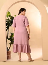 Plus Size Lavender Crinkle Midi Dress