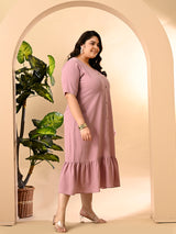 Plus Size Lavender Crinkle Midi Dress