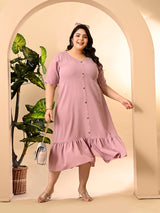 Plus Size Lavender Crinkle Midi Dress