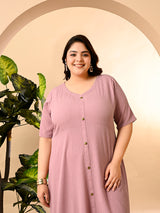 Plus Size Lavender Crinkle Midi Dress