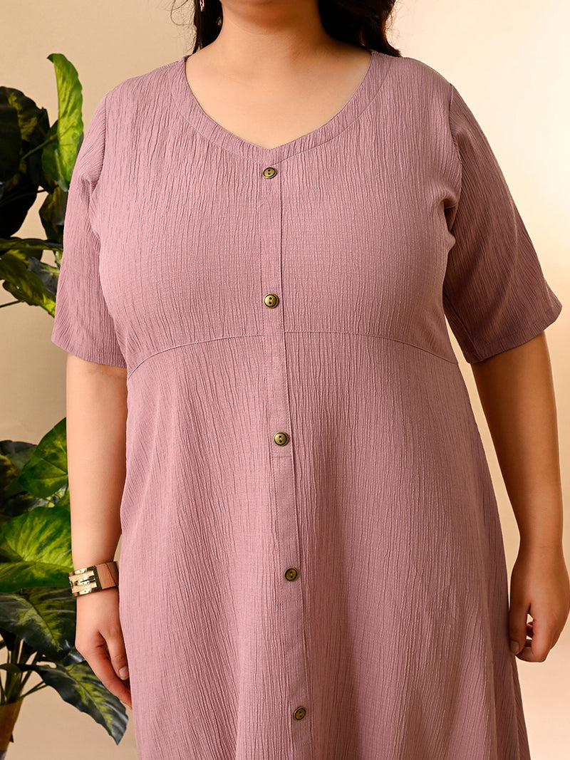 Plus Size Lavender Crinkle Midi Dress