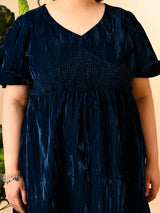 Plus Size Teal Blue Crush Velvet Midi Dress