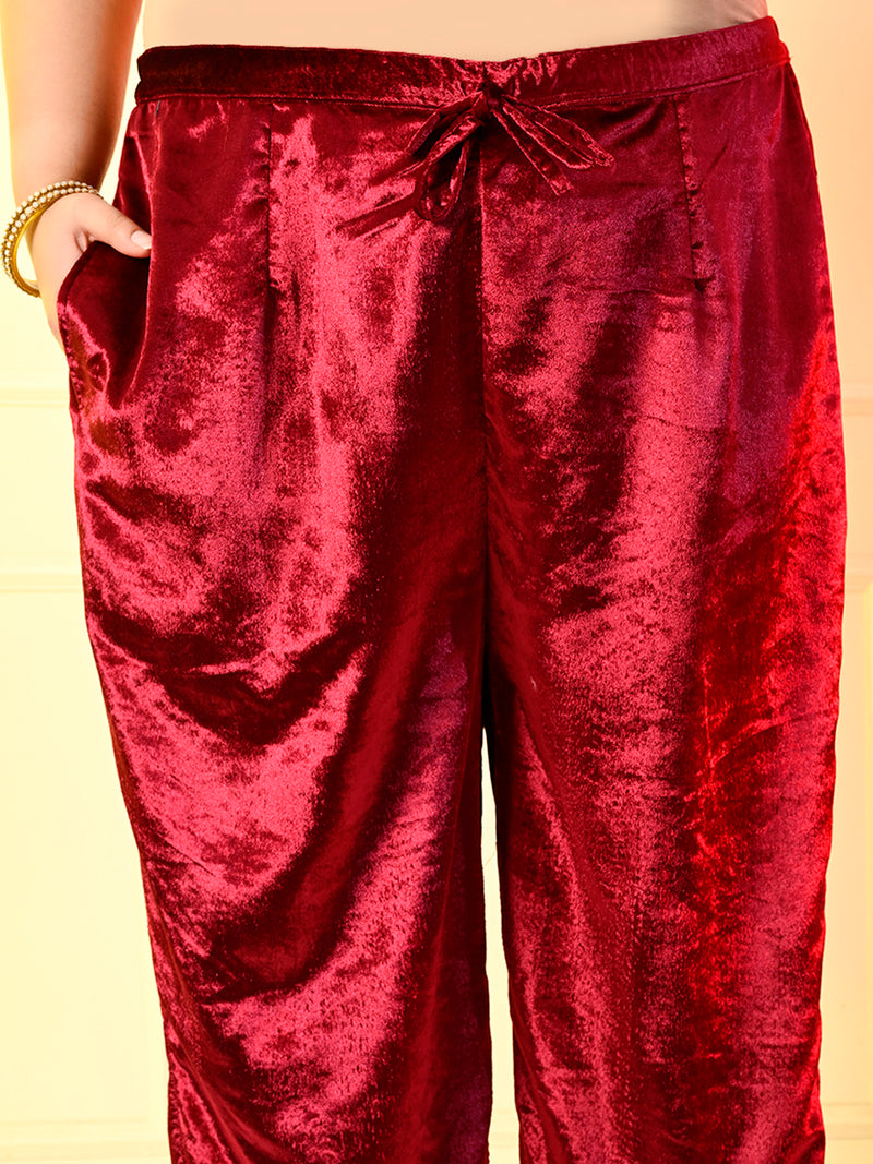 Plus Size Rani Pink Silk Velvet Co-ord Set