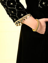 Plus Size Black Embroidered Velvet Anarkali with Dupatta