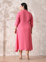 Pink Poetry Embroidered Rayon Dress