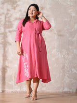 Pink Poetry Embroidered Rayon Dress