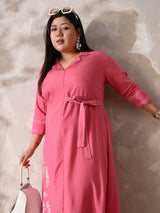 Pink Poetry Embroidered Rayon Dress