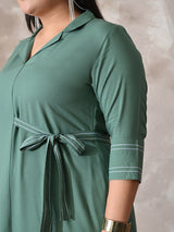 Sage Green Grace Embroidered Rayon Dress