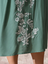 Sage Green Grace Embroidered Rayon Dress