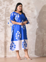 Coastal Bloom Linen Midi Dress